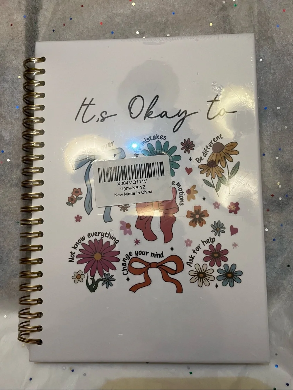 It’s Okay to… Spiral Notebook - White Floral Design